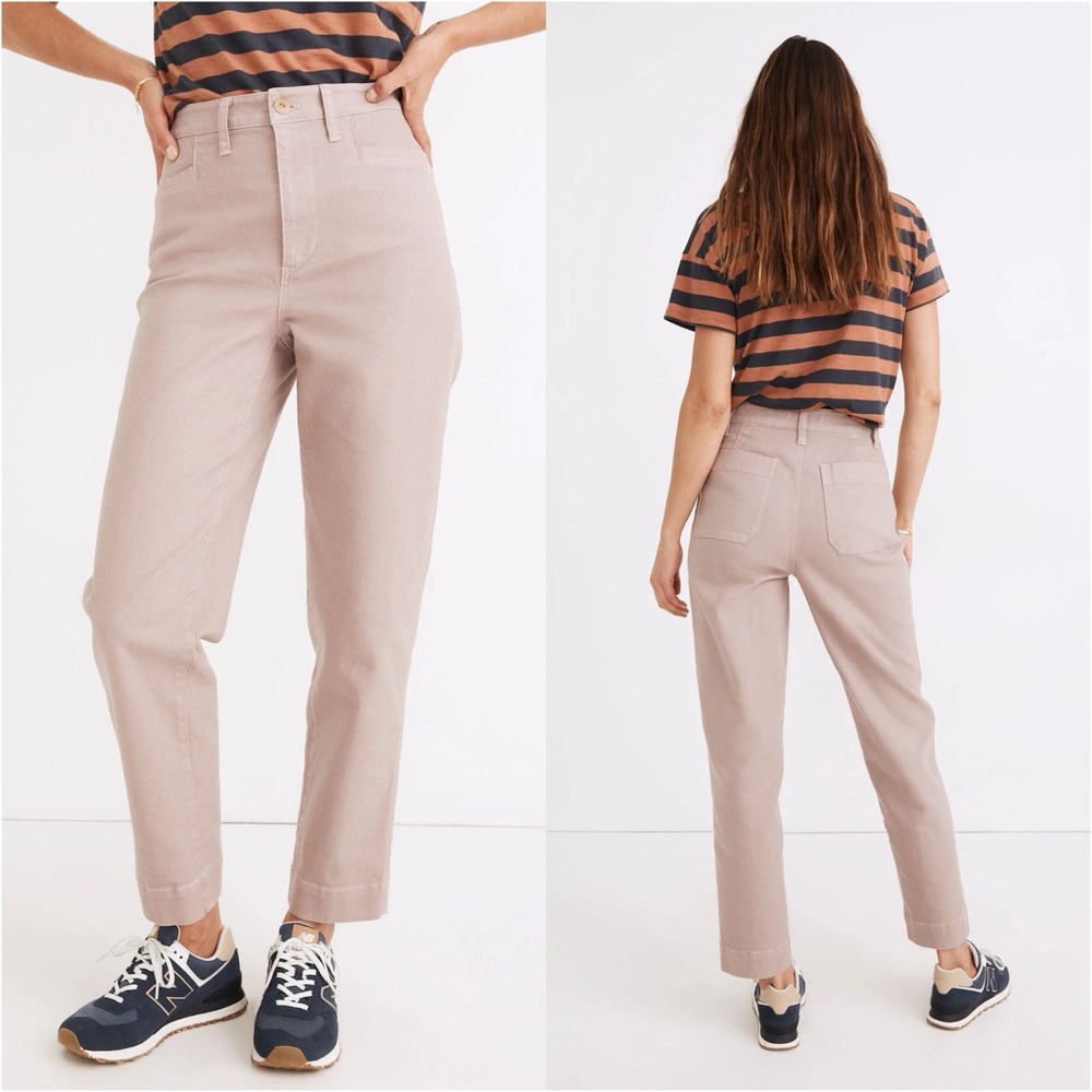 Madewell Cropped High-Rise Pants in Light Mauve